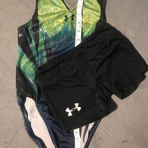UA leotard with shorts